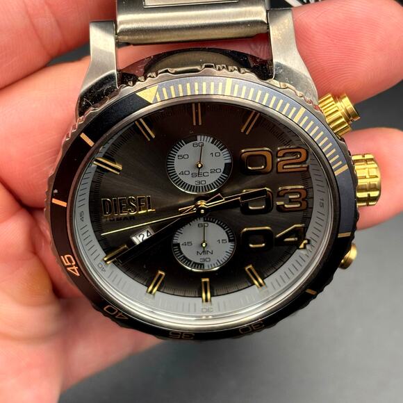 Diesel DZ4614 Double Down 2.0 Mens Chronograph Watch Unidirectional Bezel NIBWT - Picture 15 of 17